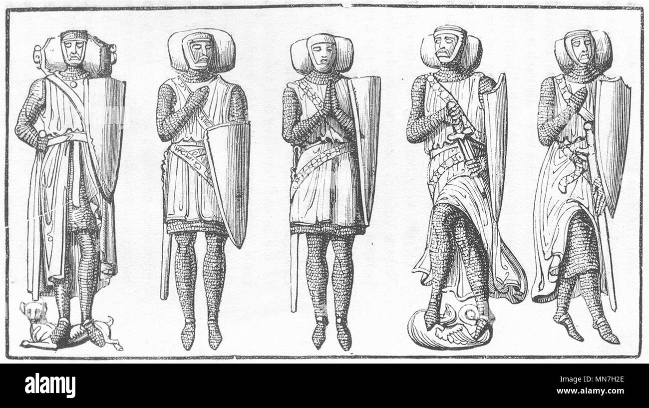 MILITARIA. Le effigi dei Templari 1845 antica vintage delle immagini di stampa Foto Stock