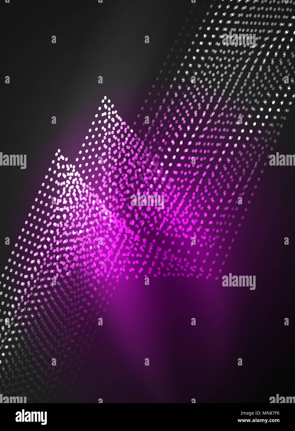 Incandescente onda creato con particelle sul colore scuro dello sfondo. Incandescente onda creato con particelle sul colore scuro dello sfondo. Vettore techno digitale illustrazione Illustrazione Vettoriale