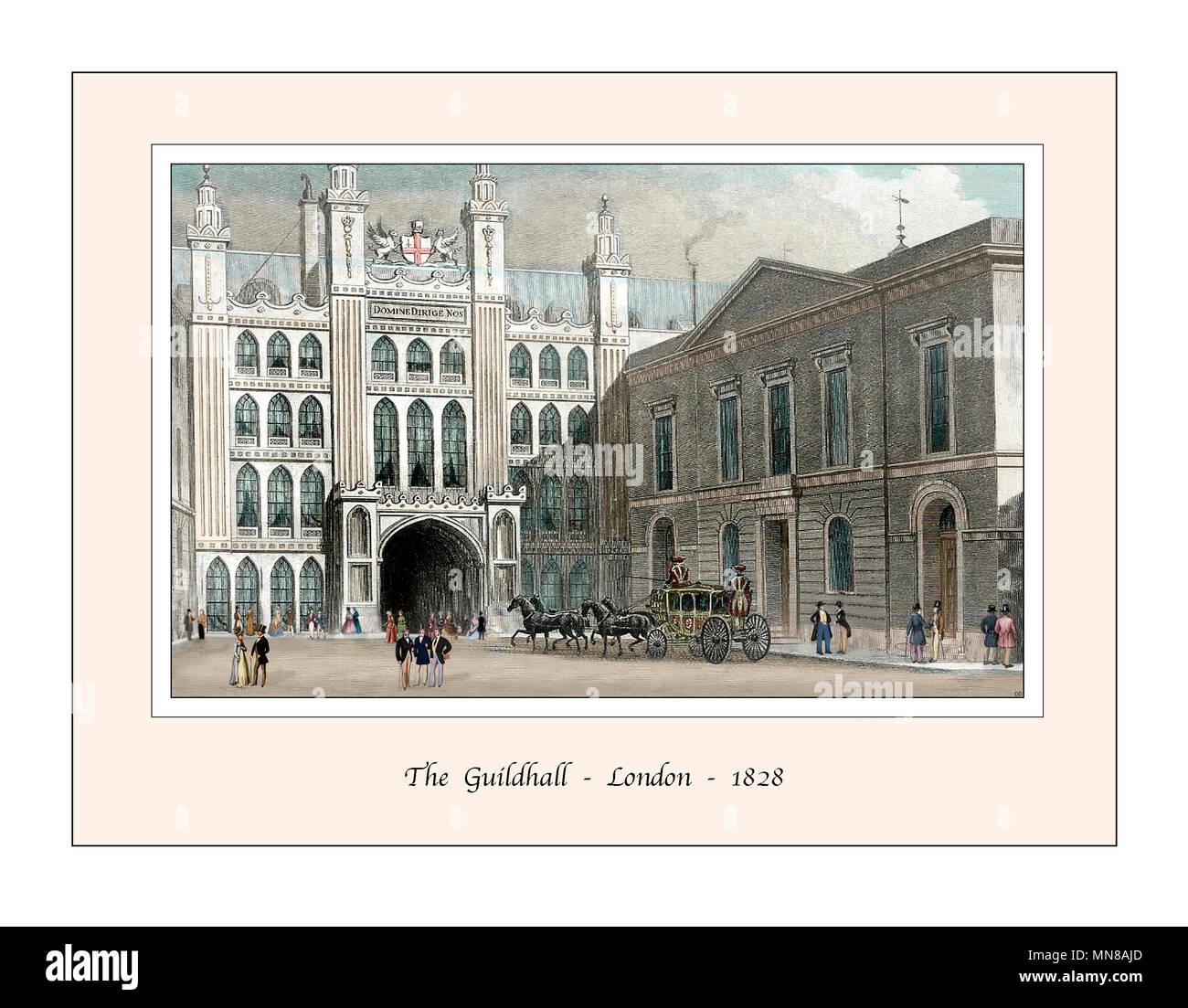 La Guildhall London Design originale basato su di un palazzo del XIX secolo l'incisione Foto Stock