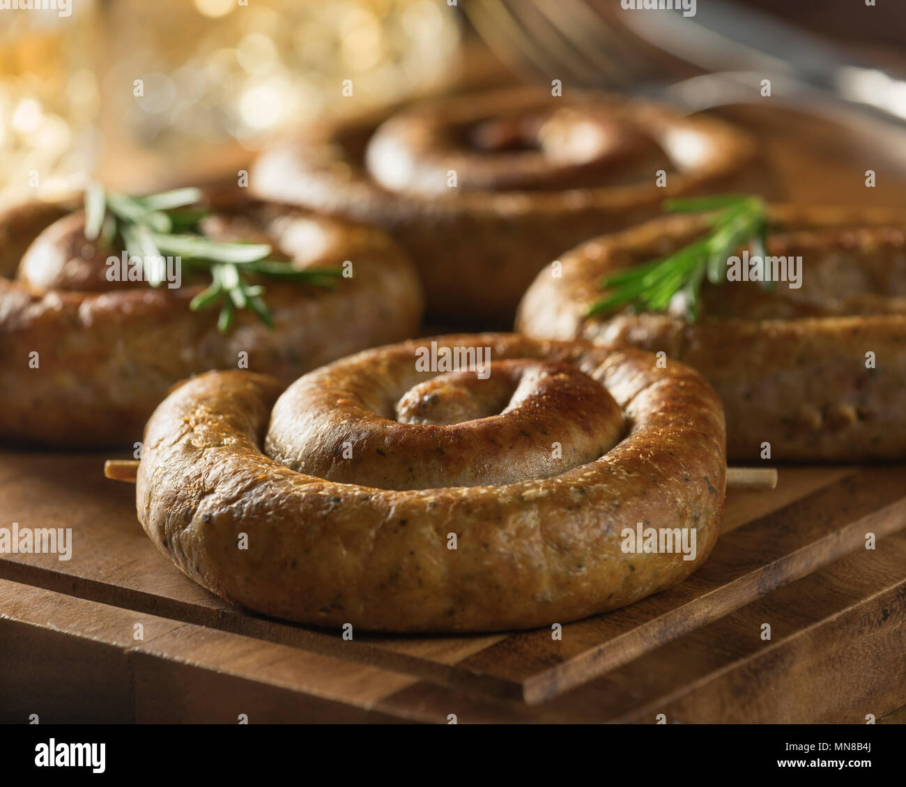 Salsicce Cumberland. Cibo tradizionale REGNO UNITO Foto Stock