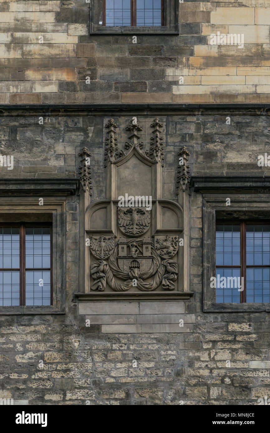 Torre del Nuovo Municipio di Praga nel dettaglio Foto Stock