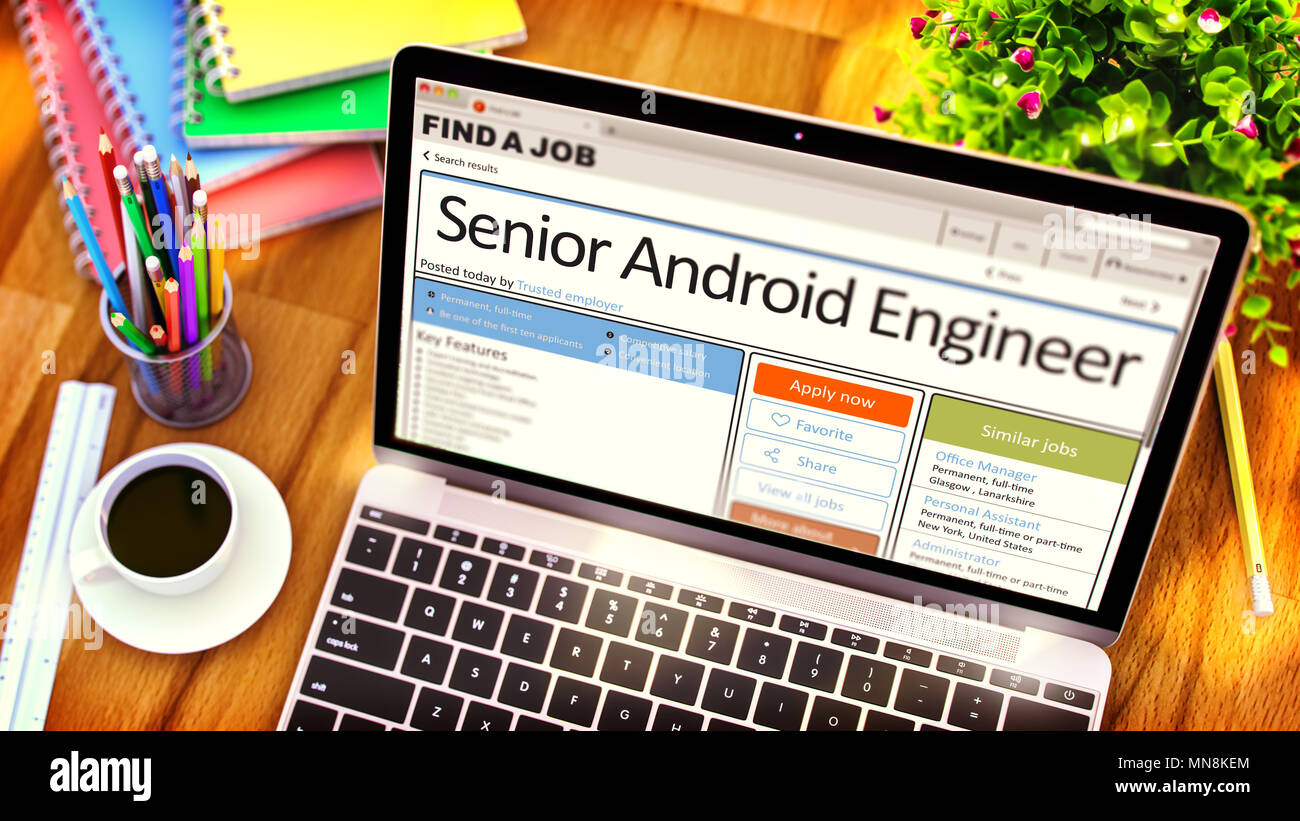 Ora Affitto Android Senior Engineer. 3D. Foto Stock
