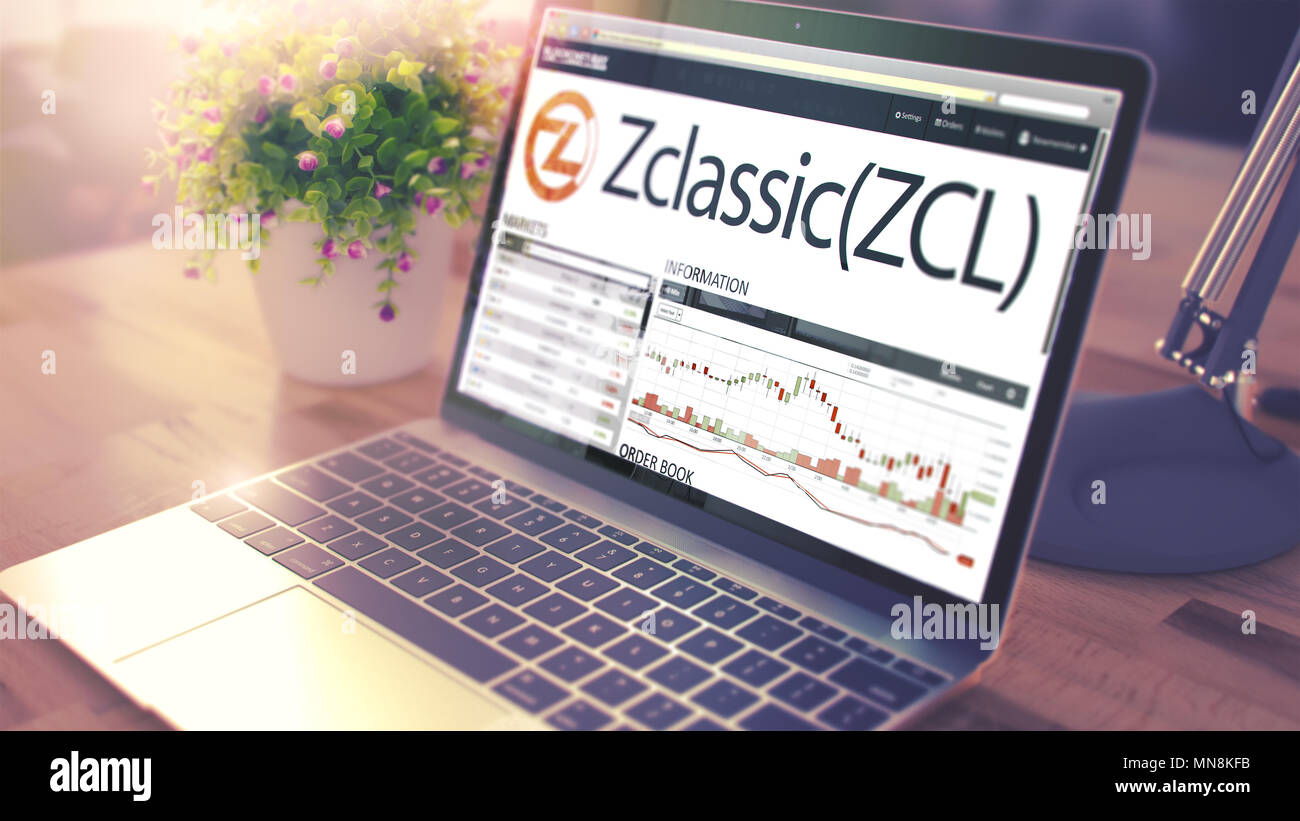 La dinamica del costo del ZCLASSIC onLaptop schermo. Cryptocurrency Foto Stock