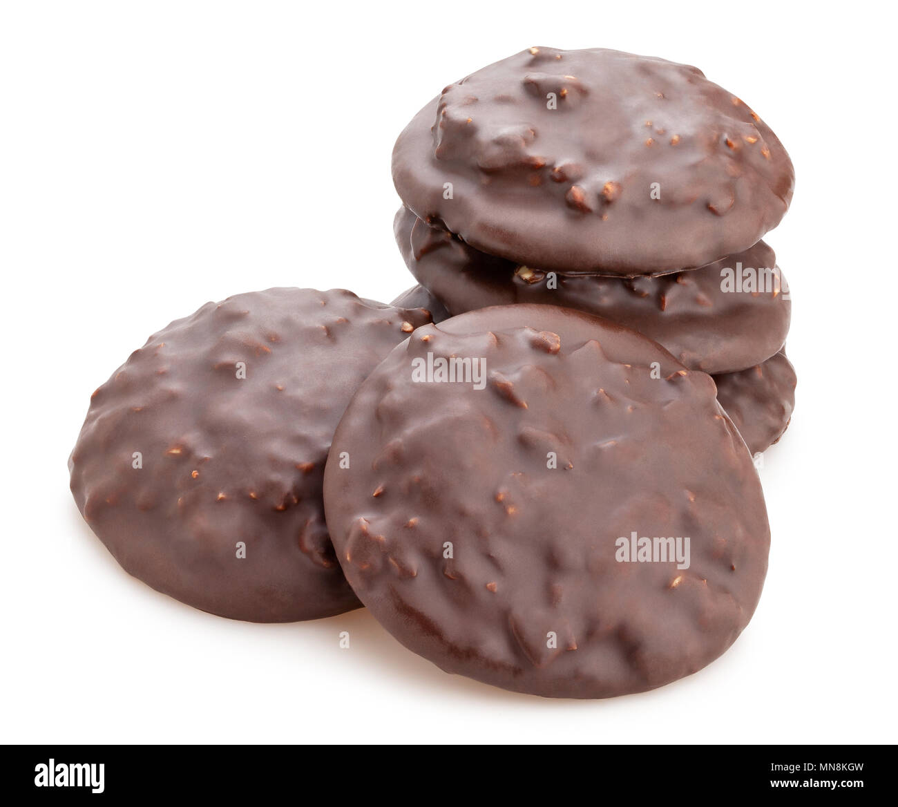 I dadi di cioccolato cookies isolato Foto Stock