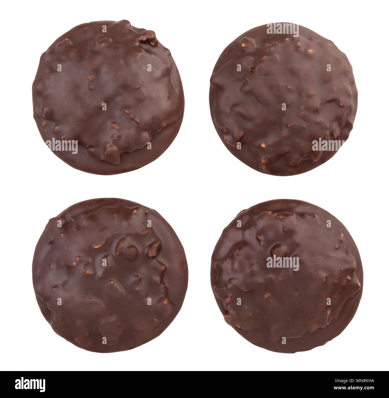 I dadi di cioccolato cookies isolato vista superiore Foto Stock