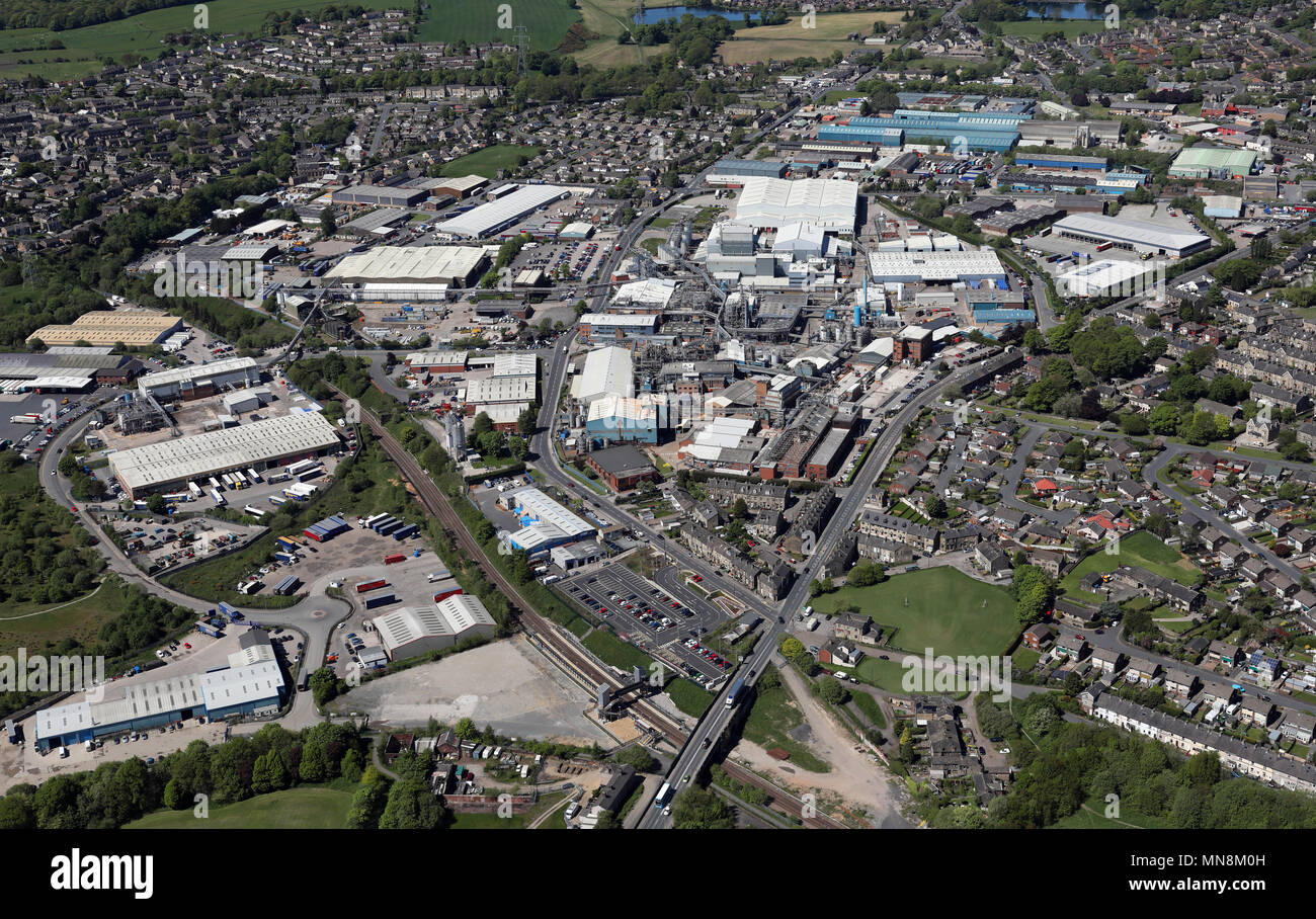 Vista aerea della bassa area di Moro di Bradford, West Yorkshire, Regno Unito Foto Stock