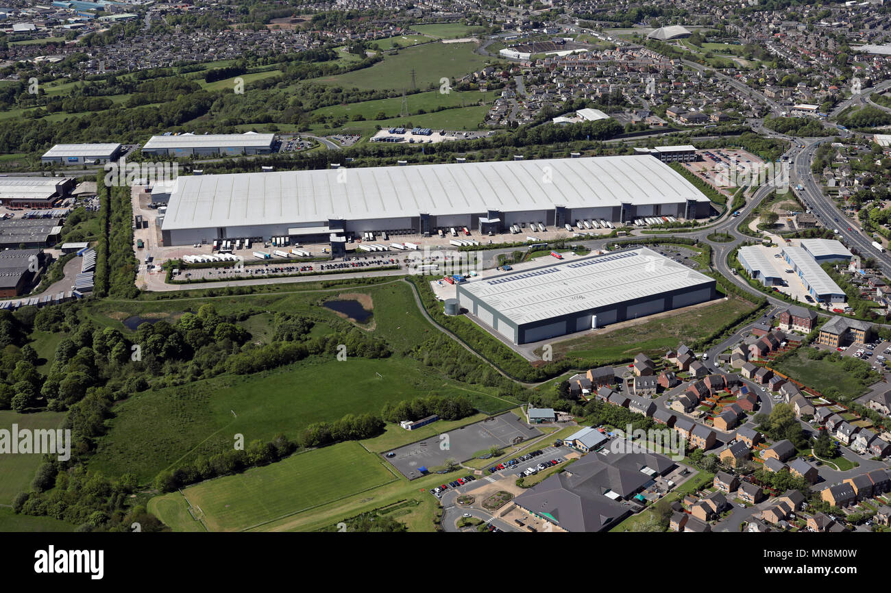 Vista aerea di M&S Centro di distribuzione, Bradford, West Yorkshire Foto Stock