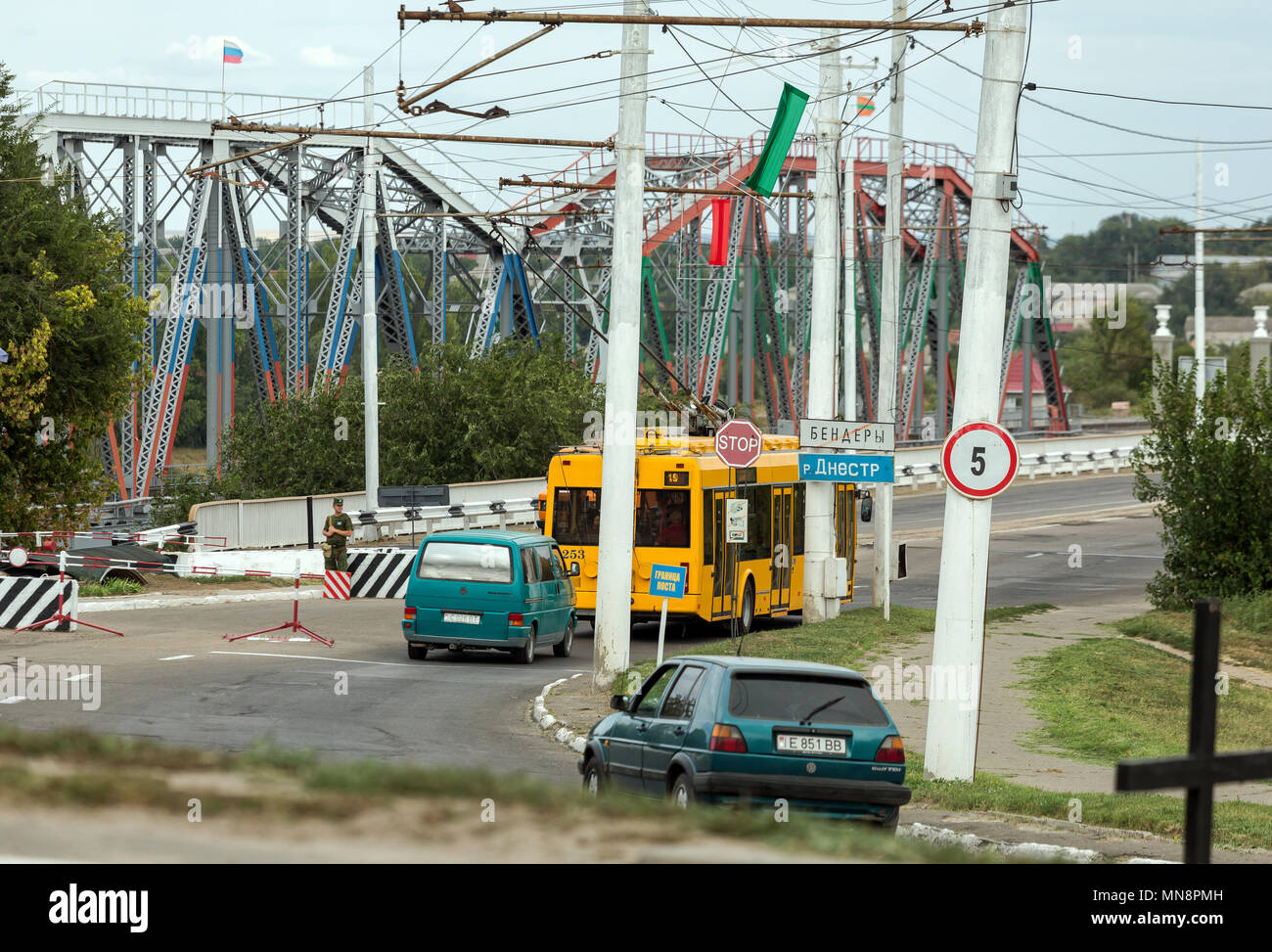 Bender, Moldavia, ponte sopra il Dnister Foto Stock