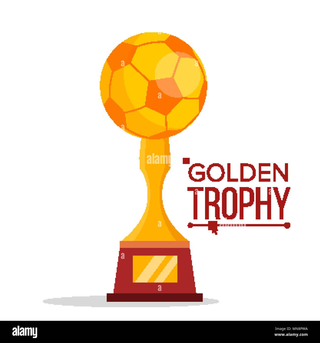 Soccer Golden Trophy vettore. World Cup. Il calcio palla dorata. Campionato di elemento di design. Piatto isolato Cartoon illustrazione Illustrazione Vettoriale Soccer Golden Trophy vettore. World Cup. Il calcio palla dorata. Campionato di elemento di design. Piatto isolato Cartoon illustrazione Illustrazione Vettoriale