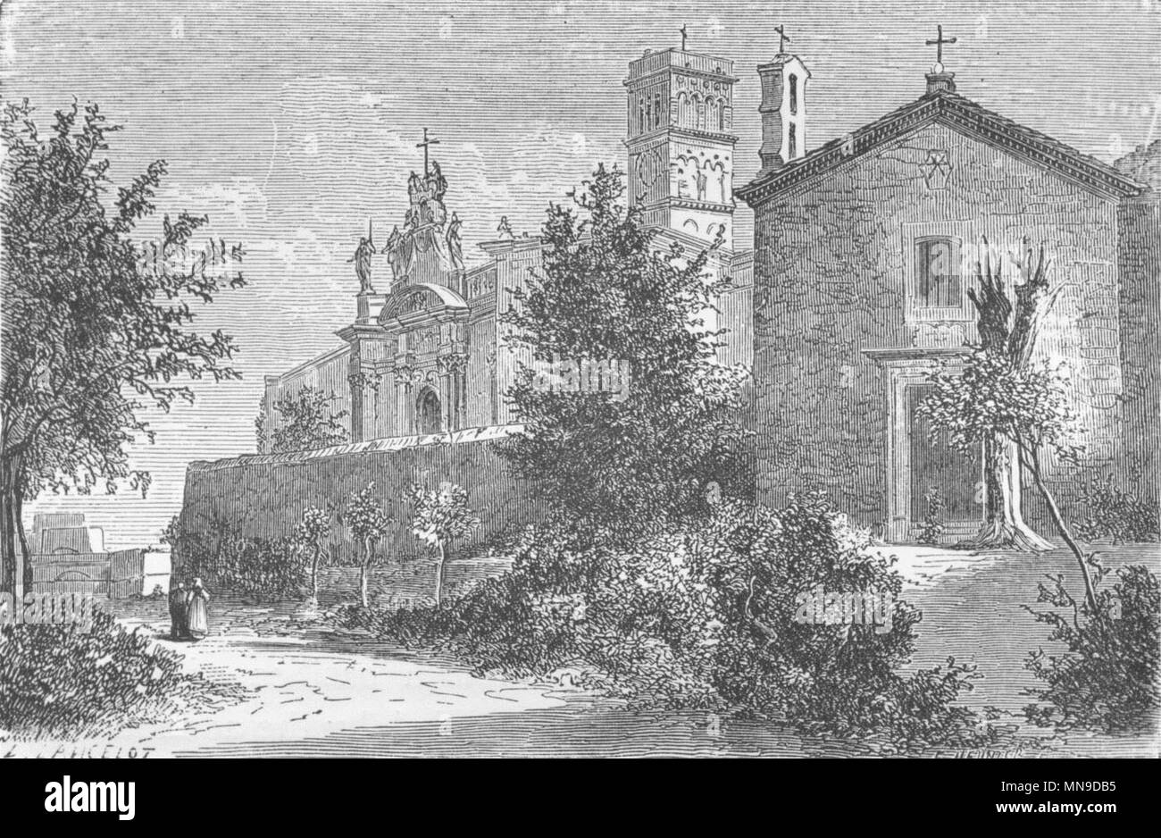 Roma. Santa Croce in Gerusalemme 1872 antica vintage delle immagini di stampa Foto Stock