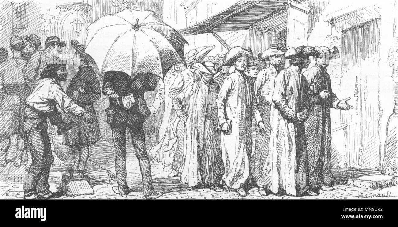 Roma. Gli studiosi con voluminose pala-cappelli 1872 antica immagine di  stampa Foto stock - Alamy