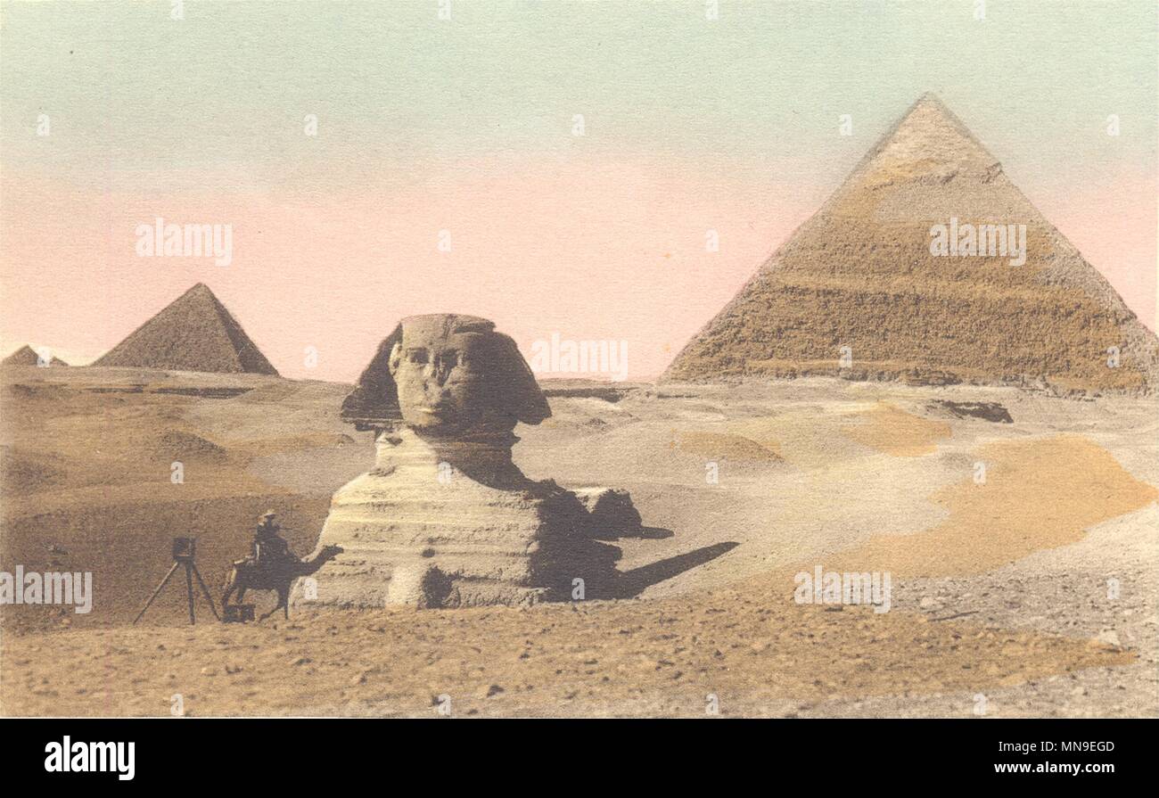 L'Egitto. La Sfinge. Colorati a mano. 1900 antica vintage delle immagini di stampa Foto Stock