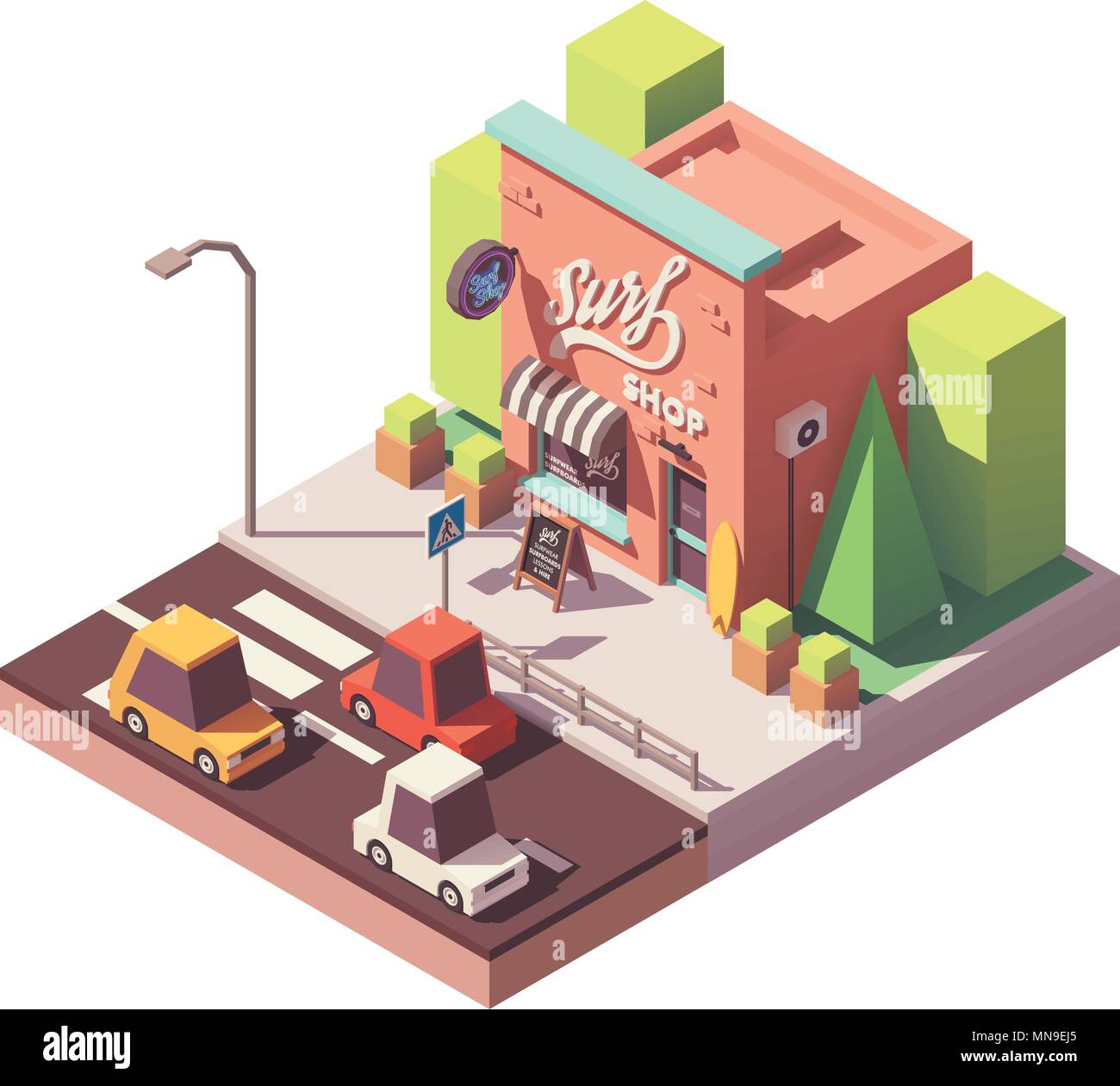 Isometrica del vettore surf shop Illustrazione Vettoriale