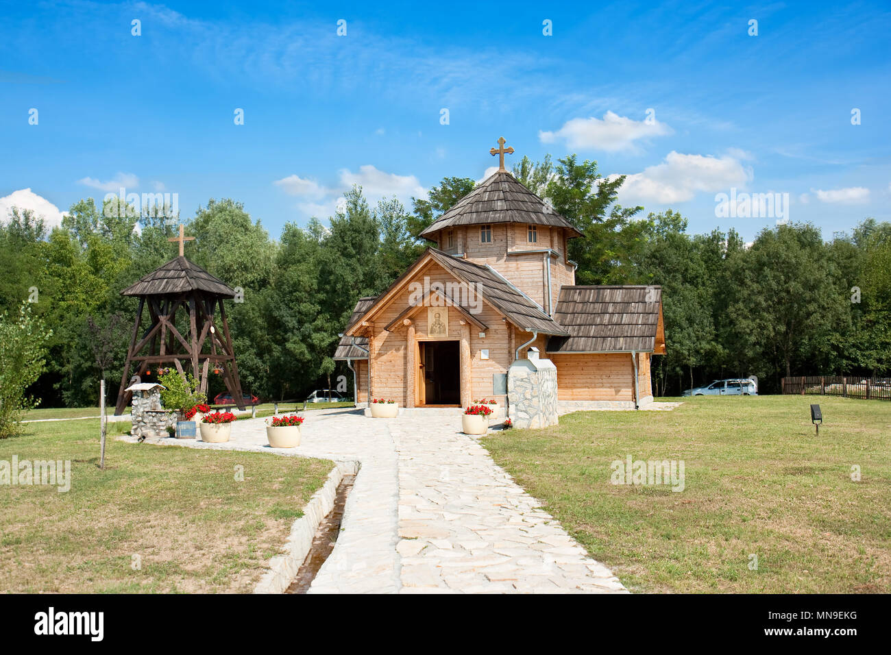 Chiesa ortodossa in Velika Plana, Etno selo , Serbia Foto Stock