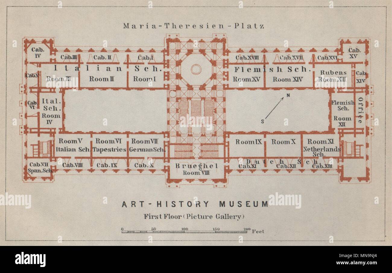 Kunsthistorisches/Museo di Storia dell'arte Wien Vienna. Primo piano di pavimento 1929 mappa Foto Stock