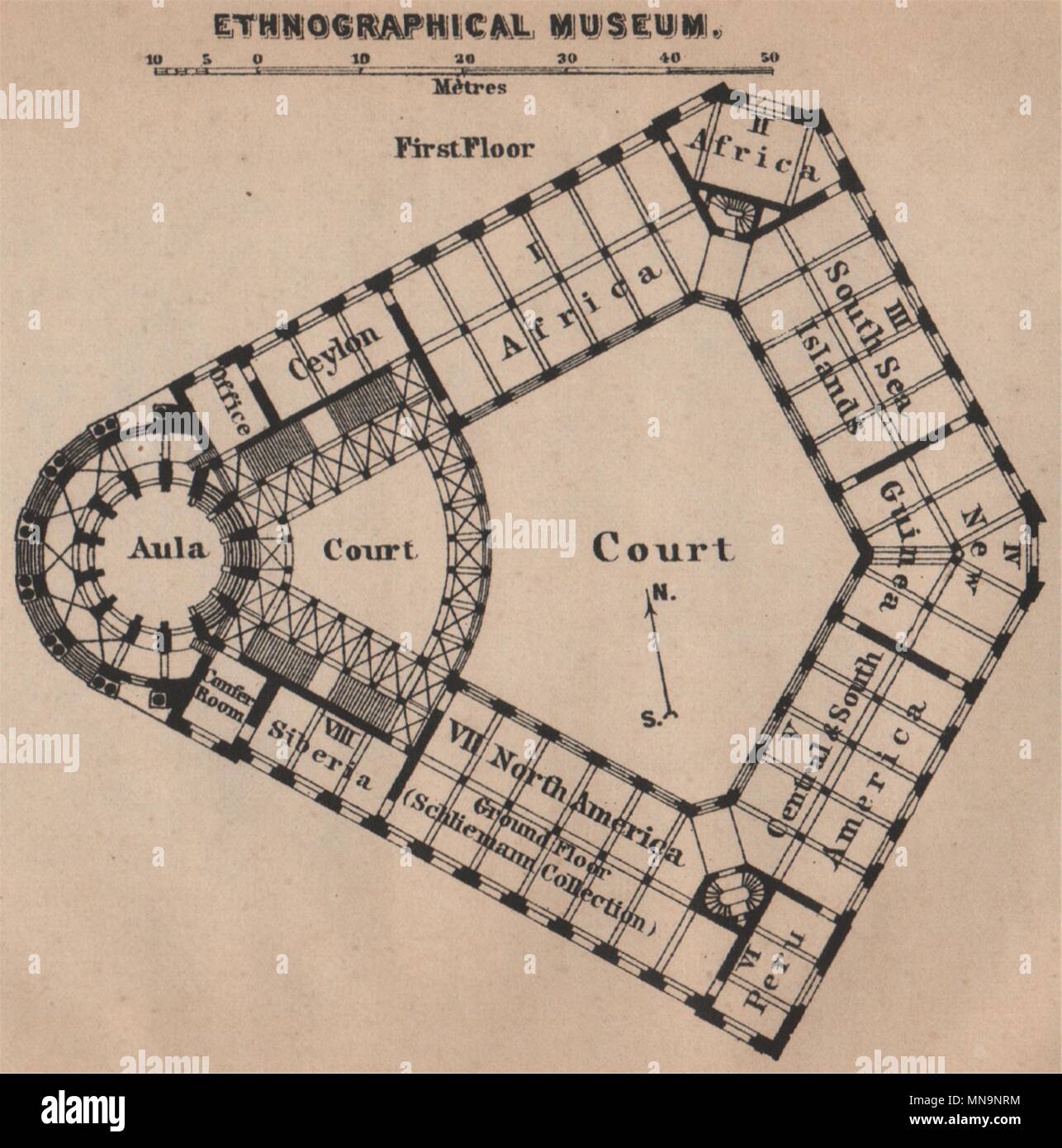 ETHNOLOGISCHES Stresemannstrasse Museo Etnologico di Berlino.karte piccolo 1900 mappa Foto Stock
