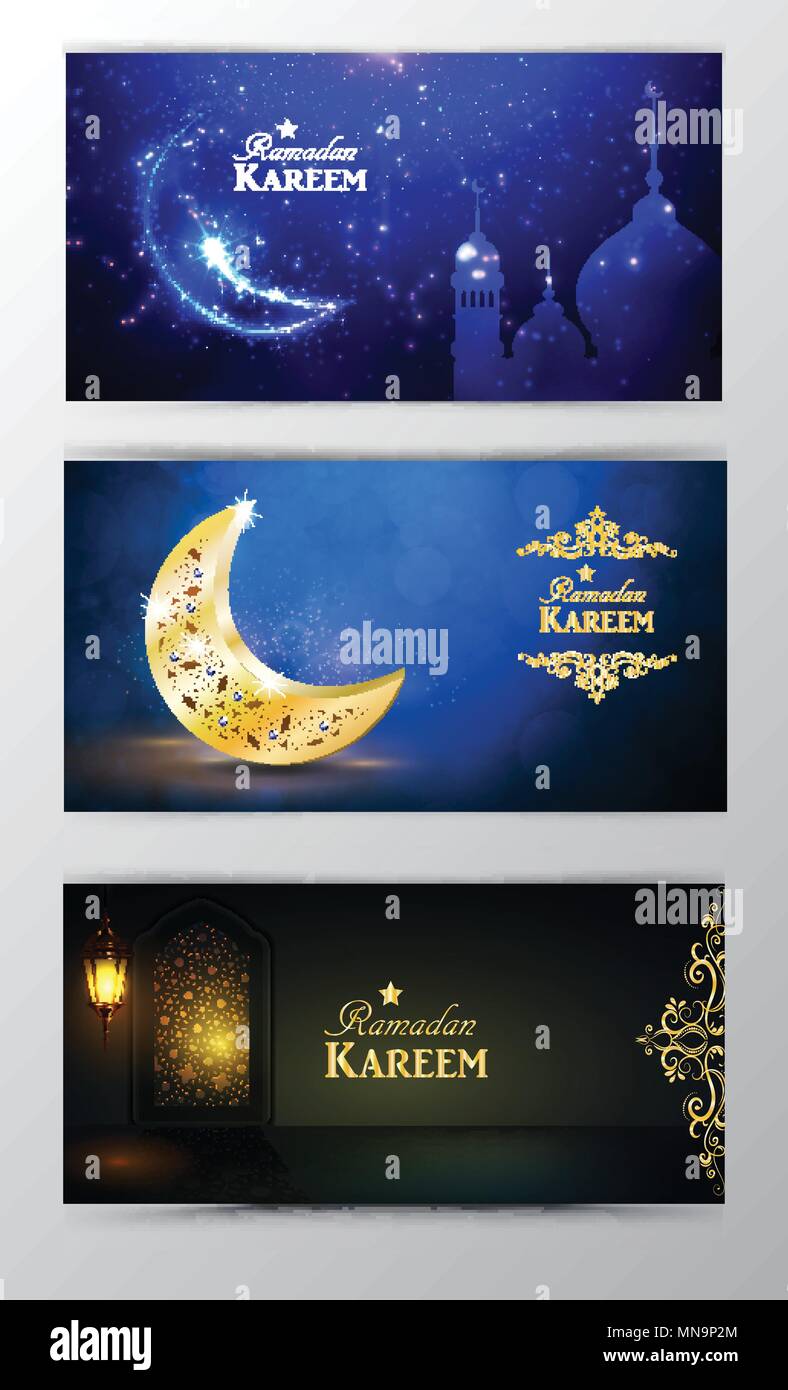 Il Ramadan Kareem greeting card banner impostato Illustrazione Vettoriale