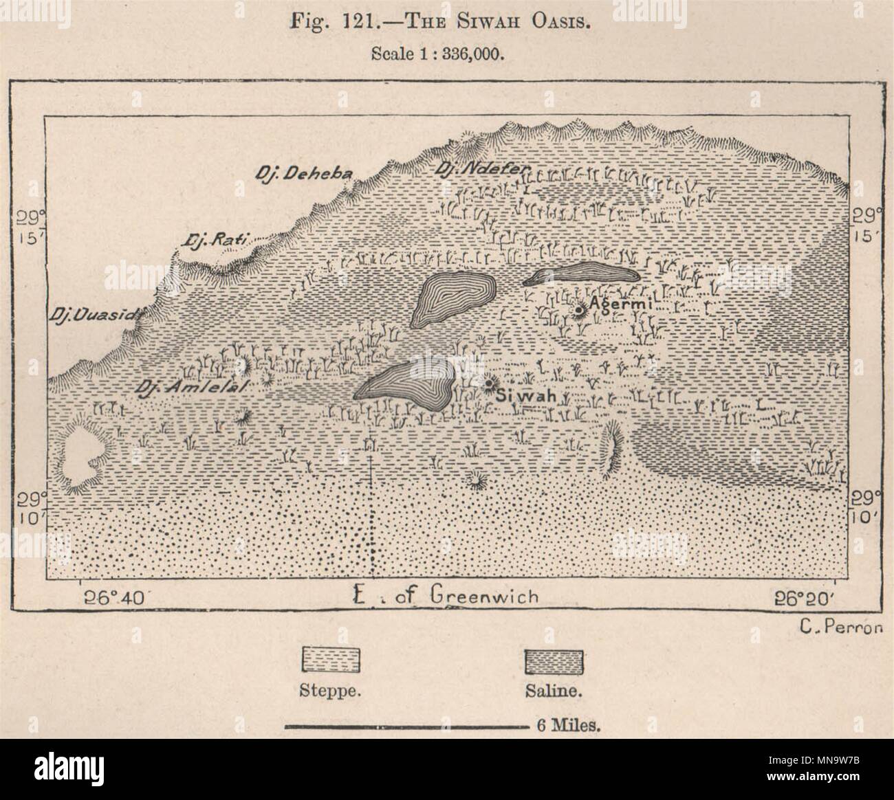 L'Oasi di Siwa. Egitto 1885 antica vintage map piano grafico Foto Stock