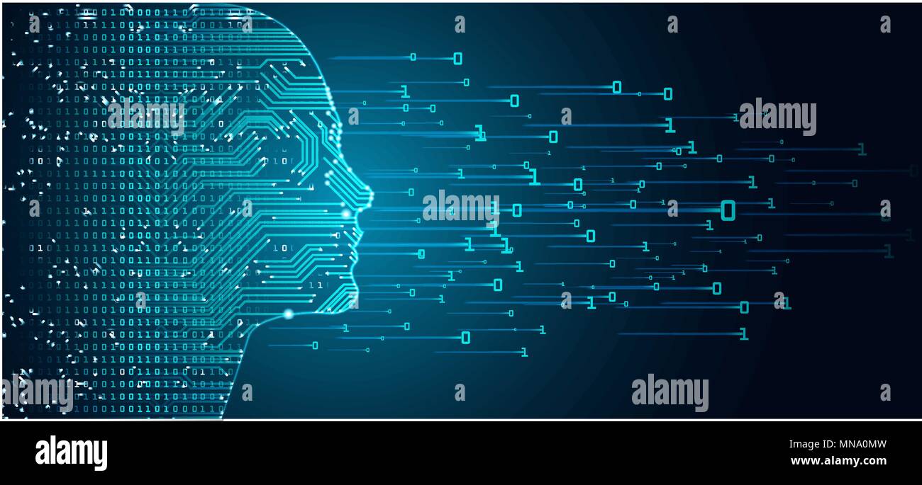 Dati di grandi dimensioni e di intelligenza artificiale concetto. Illustrazione Vettoriale