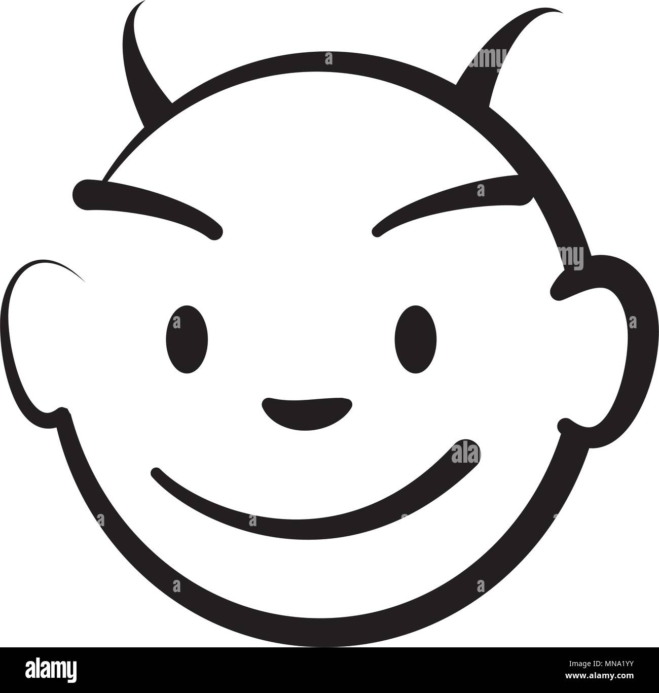 Stick la figura del diavolo, testina di disegno vettoriale su sfondo bianco Illustrazione Vettoriale