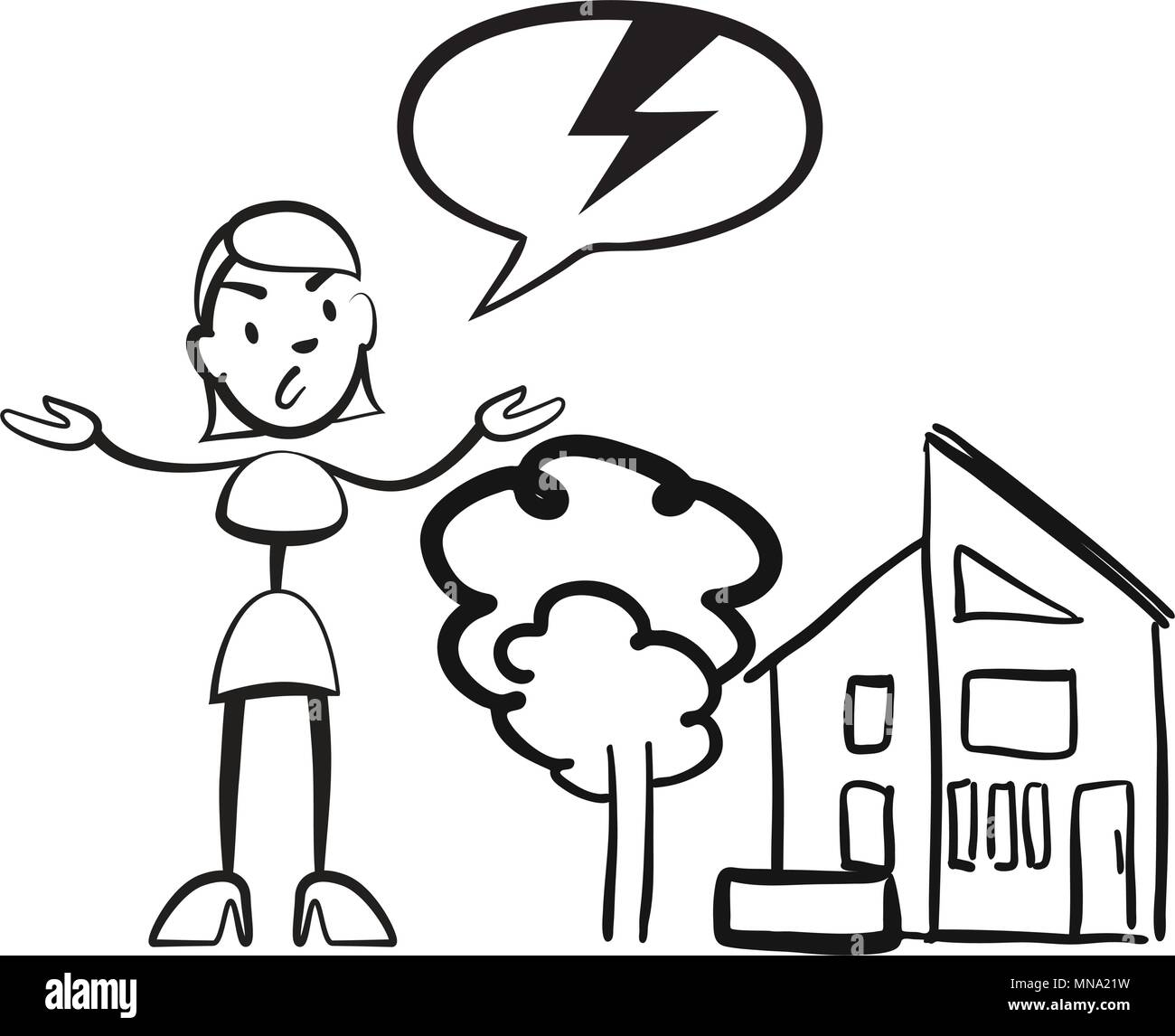 Stick figura Display per uso domestico, Stickman vettore di disegno su sfondo bianco Illustrazione Vettoriale