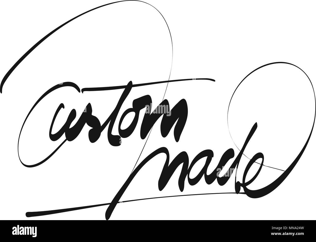 Custom Made titolo - scritte a mano, il vettore schizzo di contorno Illustrazione Vettoriale