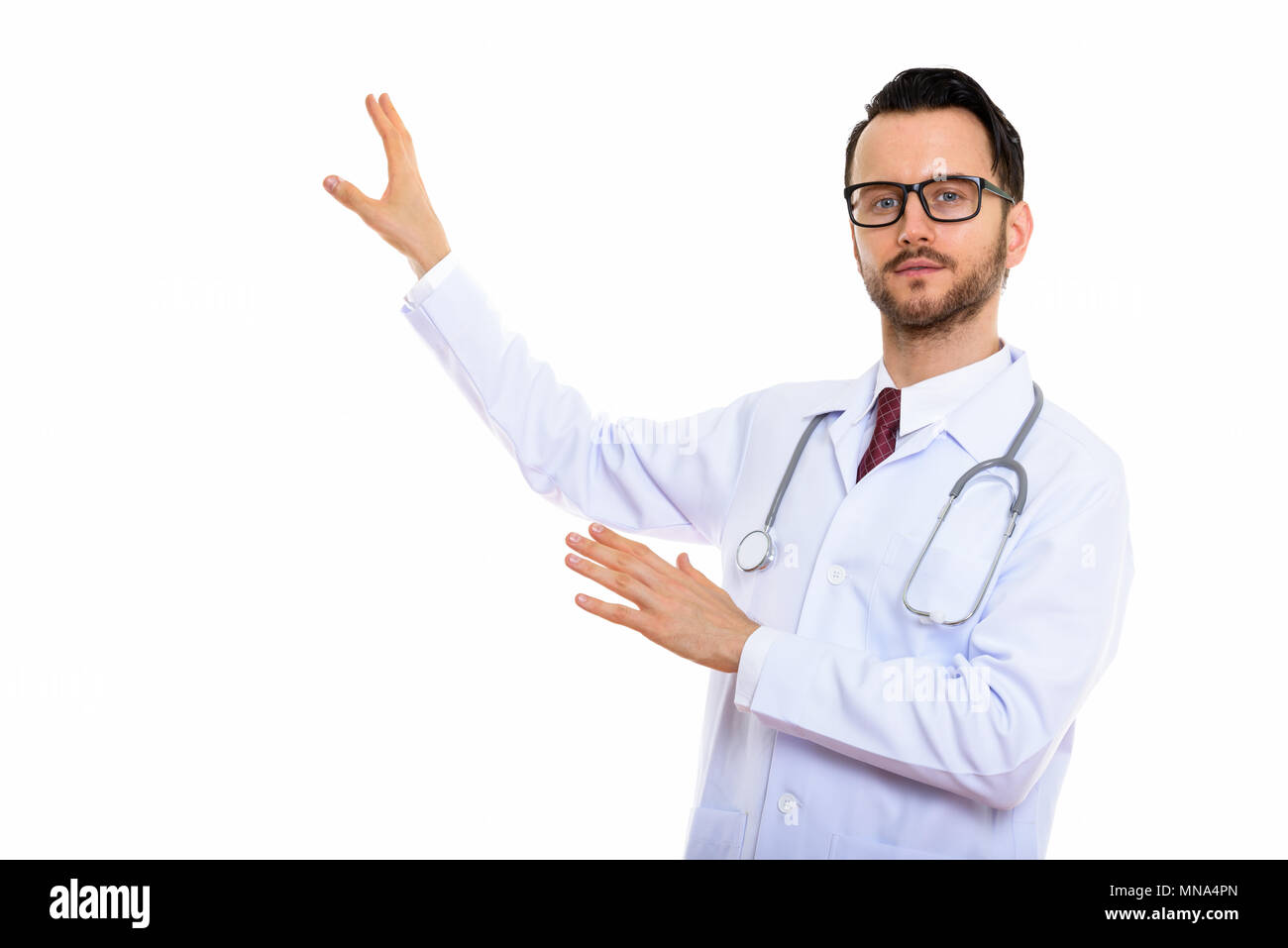 Bel giovane uomo barbuto medico Foto Stock