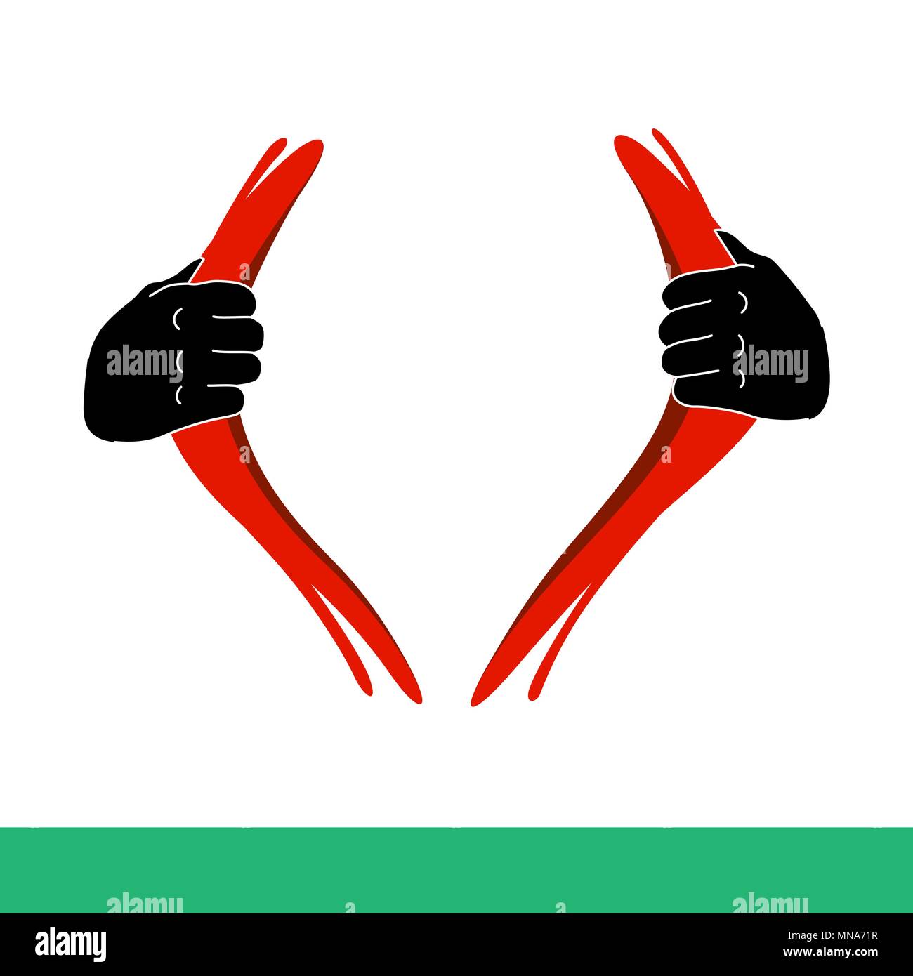 Le mani aperte dietro le quinte o camicia sul corpo. mockup. giorno del teatro. Sfondo bianco Illustrazione Vettoriale