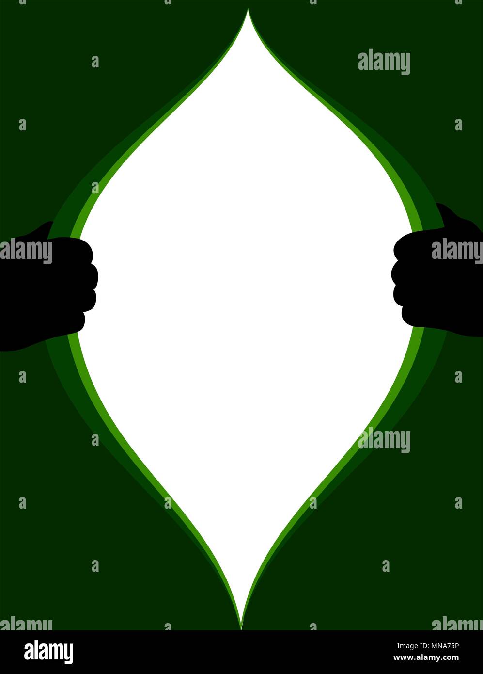 Le mani aperte dietro le quinte teatrali o camicia sul corpo. mockup Illustrazione Vettoriale