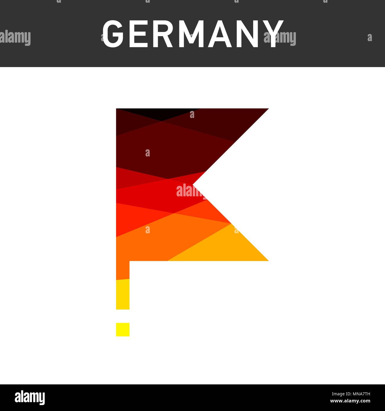 Bassa poli Germania triangolari Bandiera sul pennone effetto poligonale. Il vettore isolato Illustrazione Vettoriale