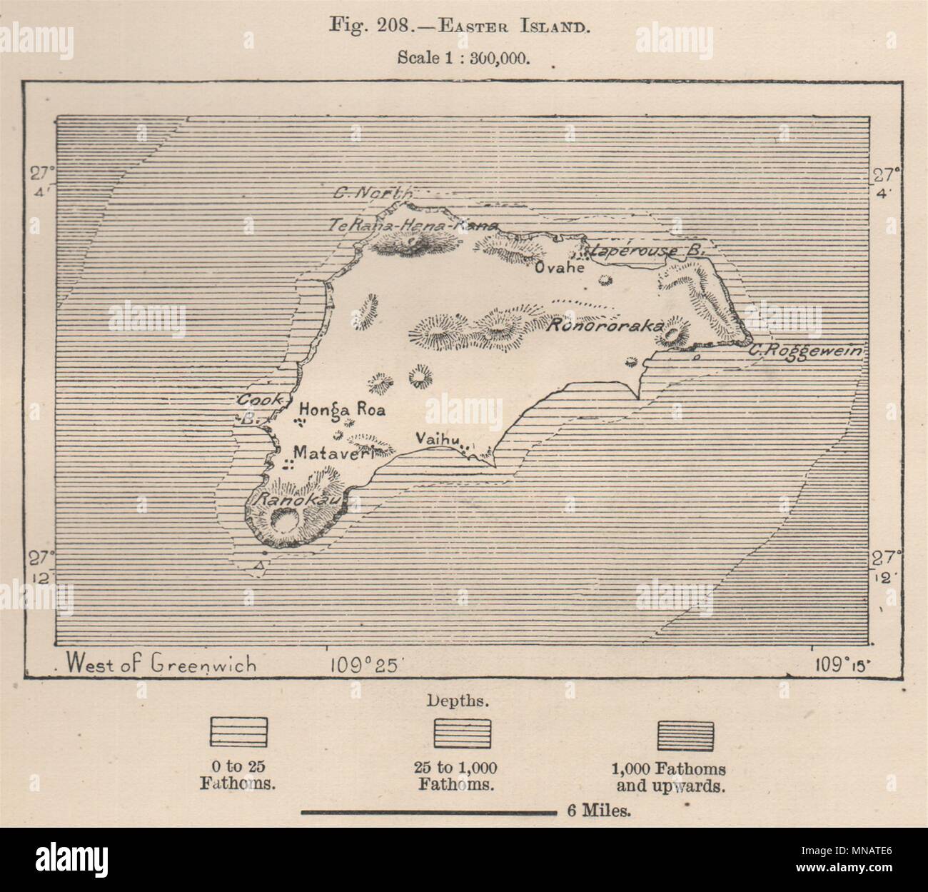 Isola di Pasqua. Il Cile. La Polinesia 1885 antica vintage map piano grafico Foto Stock