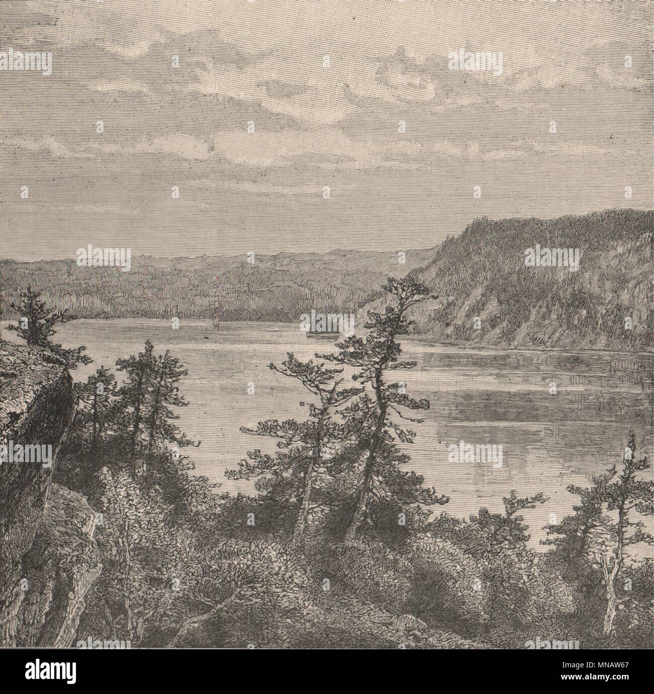 Il Devil's Lake, nel Wisconsin 1885 antica vintage delle immagini di stampa Foto Stock