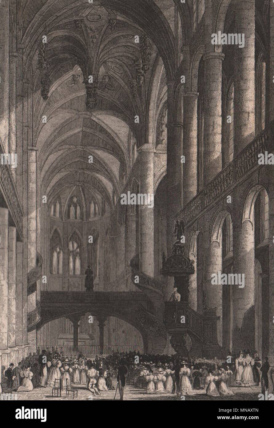 Parigi. Eglise de Saint Etienne du Mont. BICKNELL 1845 antica stampa Foto Stock