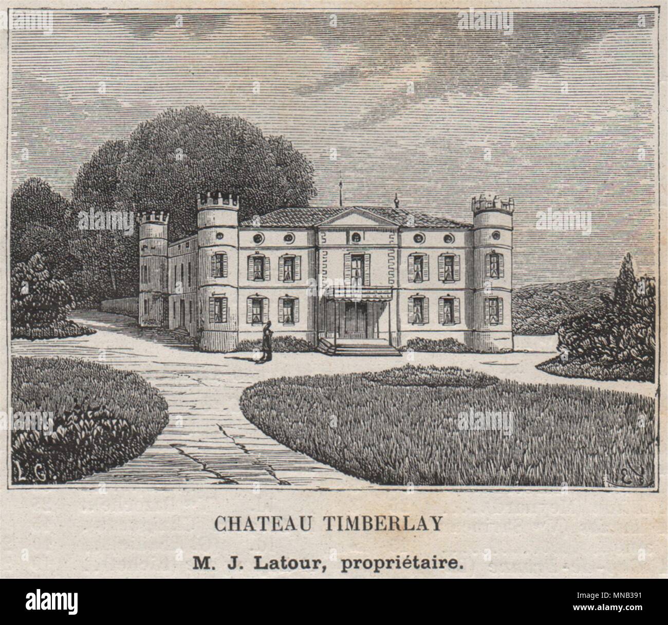CUBZADAIS. SAINT-André DE CUBZAC. Chateau Timberlay. Latour. Piccola stampa 1908 Foto Stock