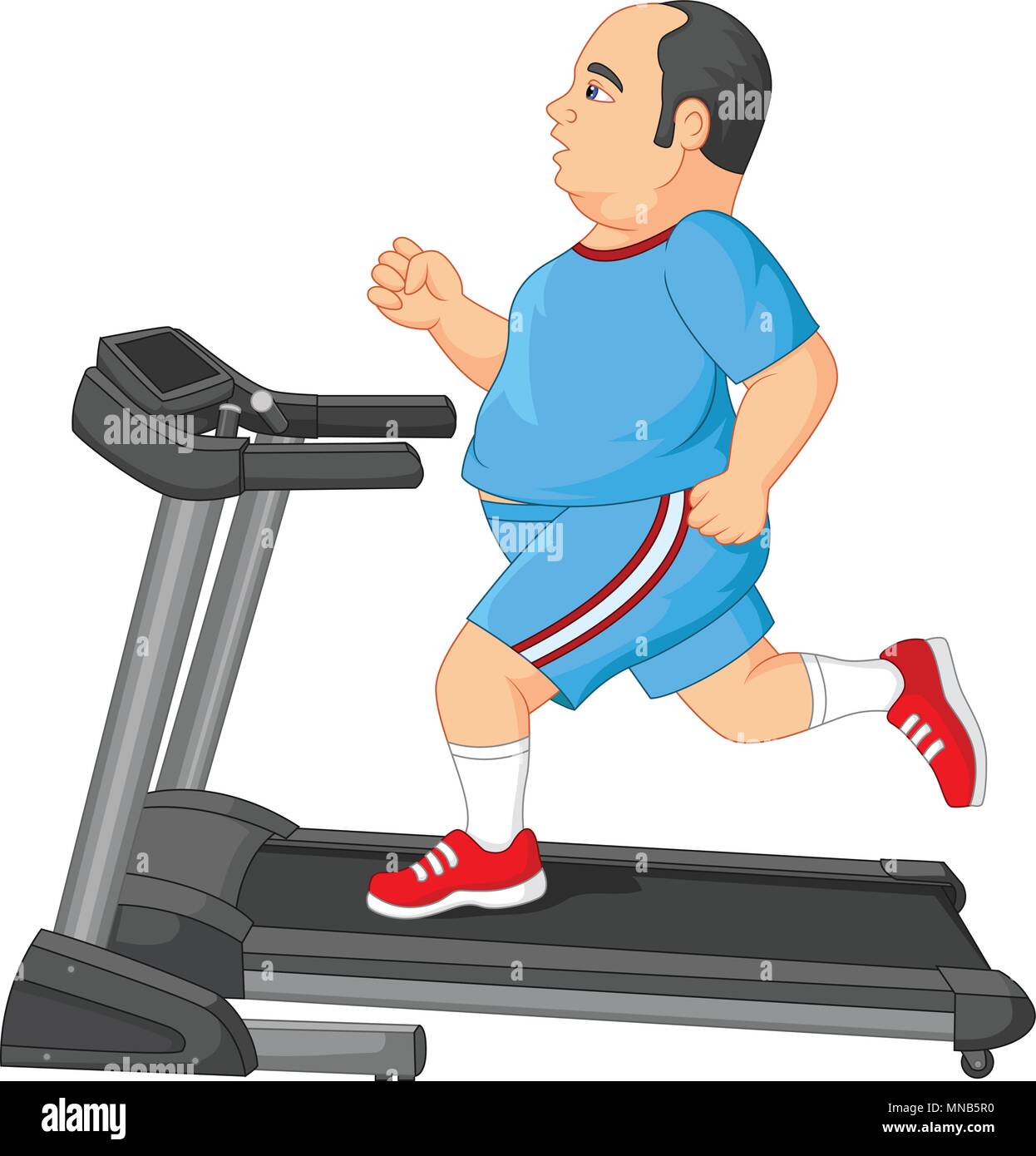 Fat Man in esecuzione sul tapis roulant Illustrazione Vettoriale