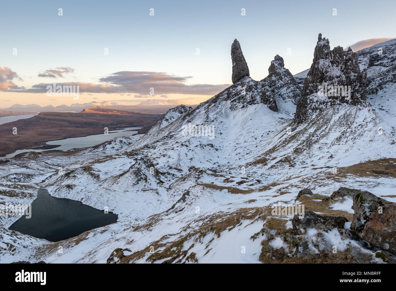 Il vecchio uomo di Storr, Isola di Skye in Scozia Foto Stock