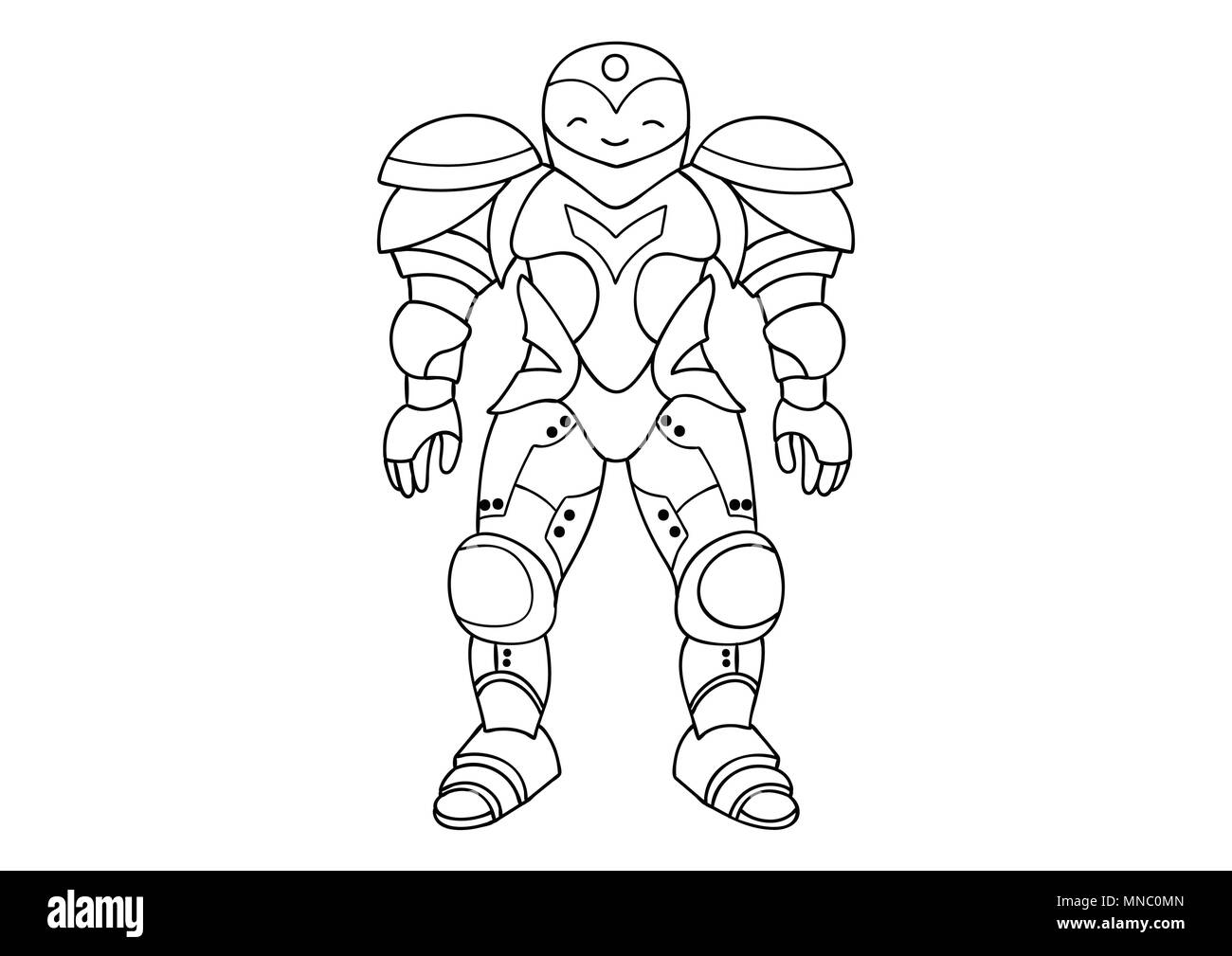 Disegnato a mano robot carino per elemento di design e di colorazione pagina del libro per bambini e adulti. Illustrazione Vettoriale Illustrazione Vettoriale