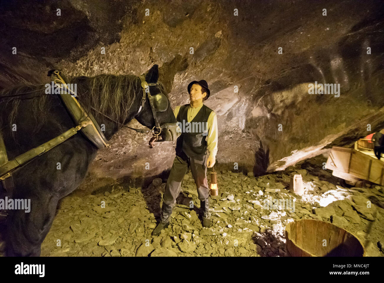 Le Miniere di Sale di Wieliczka ( Kopalnia soli Wieliczka ), percorso turistico. Tutto ciò è stato realizzato dai minatori dall'. Un sito Patrimonio Mondiale dell'Unesco. Cracovia, Pola Foto Stock