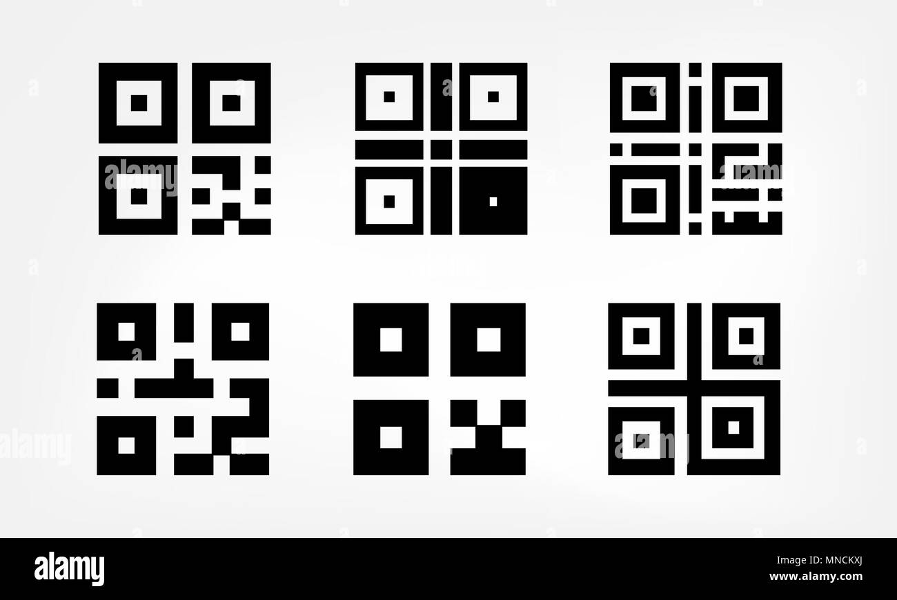 Set di digital codice qr icone. Prezzo di scansione e informazioni raccolta di etichette Illustrazione Vettoriale
