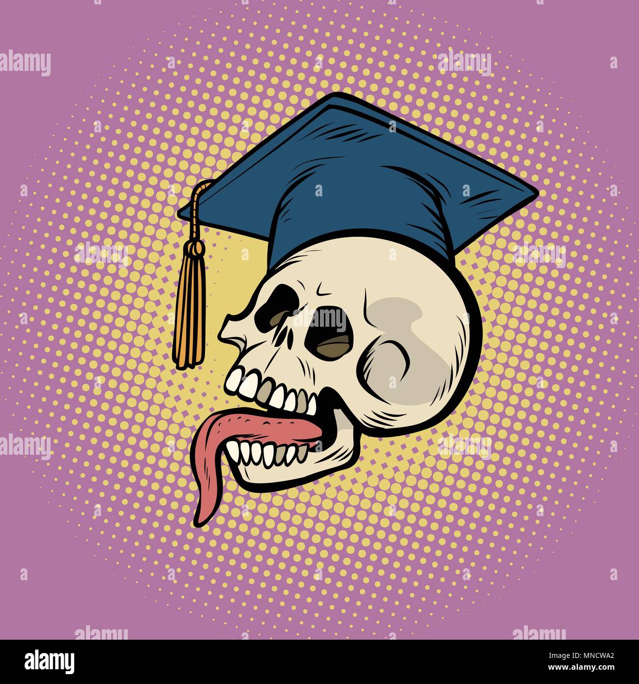 Cranio umano in un laureato hat Illustrazione Vettoriale