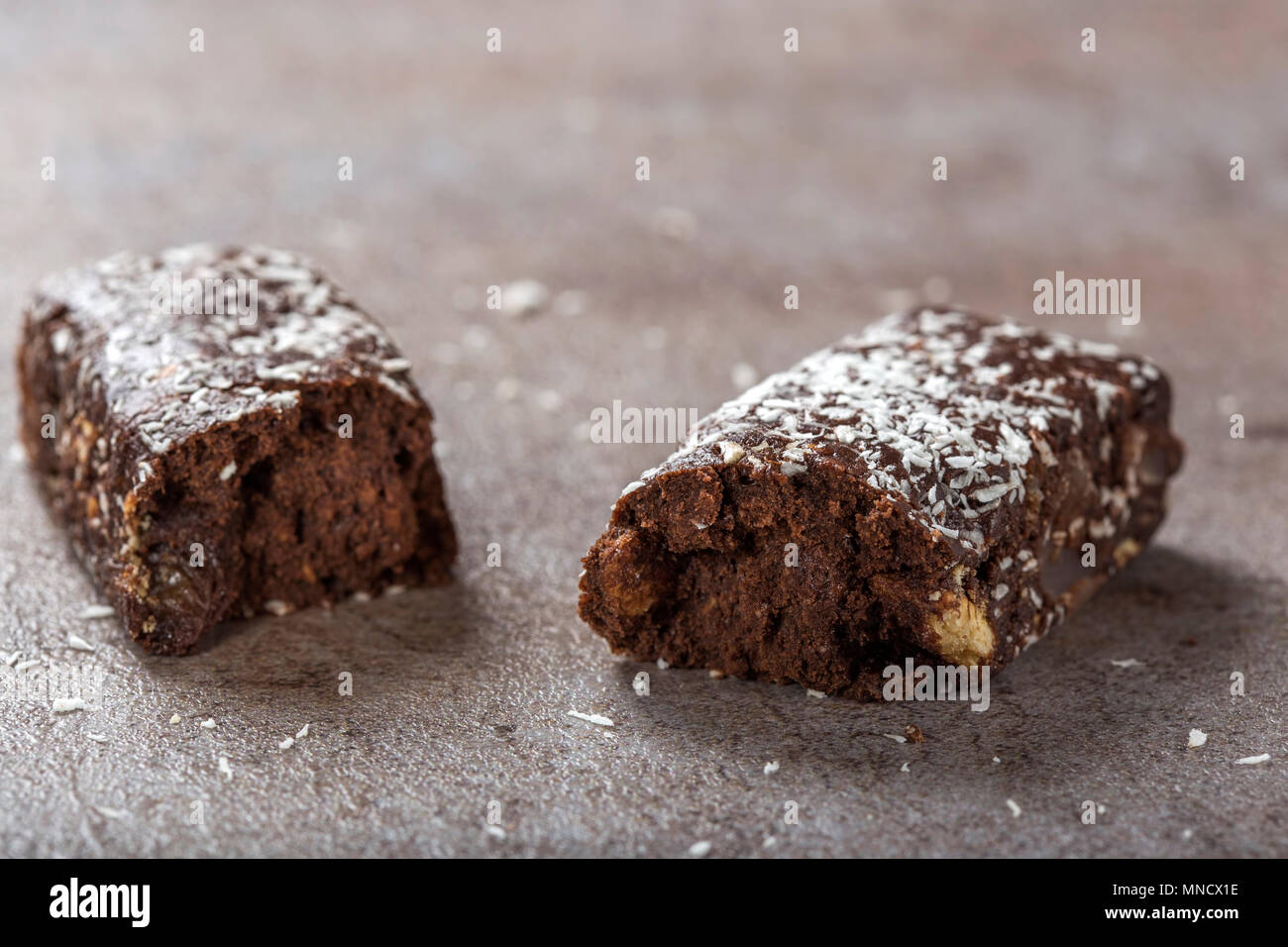 Salame di cioccolato con biscotti bar - Vista da vicino Foto Stock