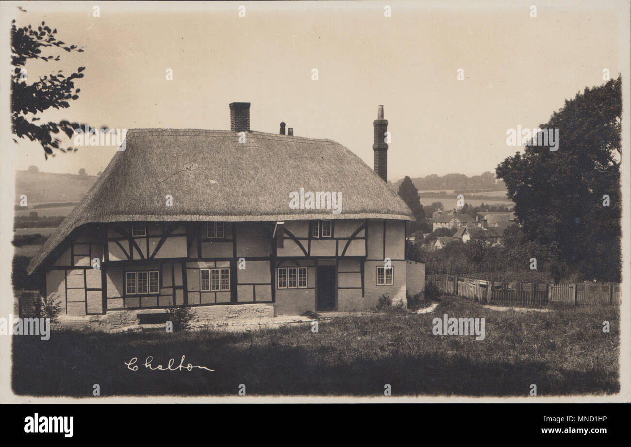 Vintage fotografia del Red Lion Public House, Chalton, Hampshire, Inghilterra, Regno Unito Foto Stock