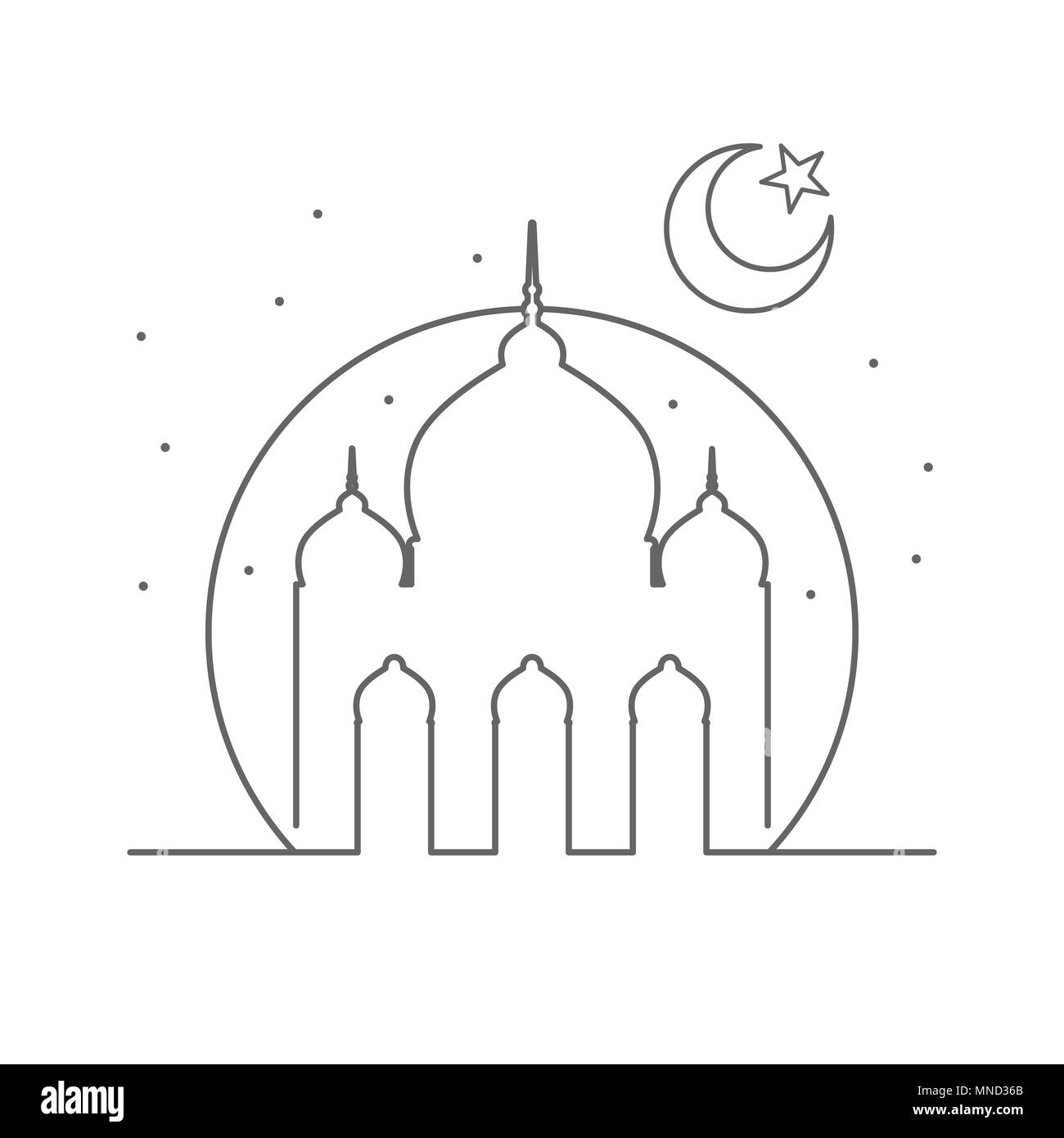 La Moschea Islamica delineare illustrazione simbolo Vettore Graphic Logo Design Illustrazione Vettoriale