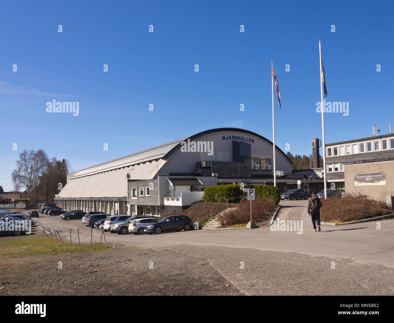 Njårdhallen,un'arena sportiva al coperto nei sobborghi occidentali di Oslo Norvegia, usato per essere un concerto arena come pozzo costruito ca 1960 Foto Stock