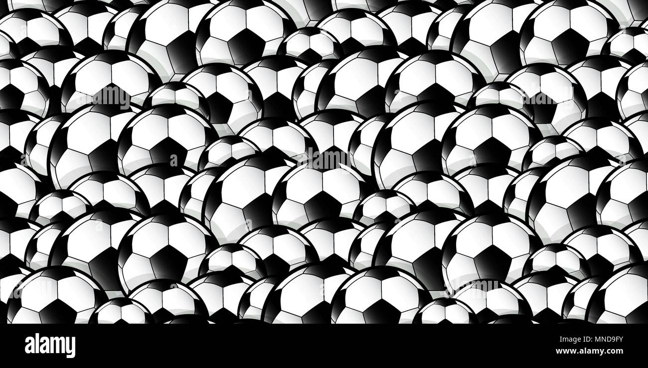 Perfetta ripetizione di modello di sovrapposizione di calcio palloni da calcio per usare come sfondo Illustrazione Vettoriale
