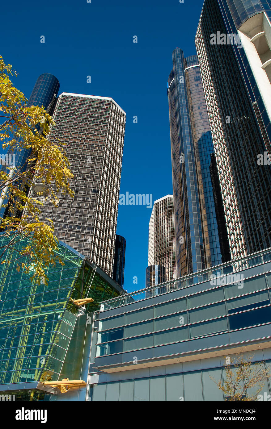 Detroit iconici Ren Cen complesso edificio in centro Foto Stock