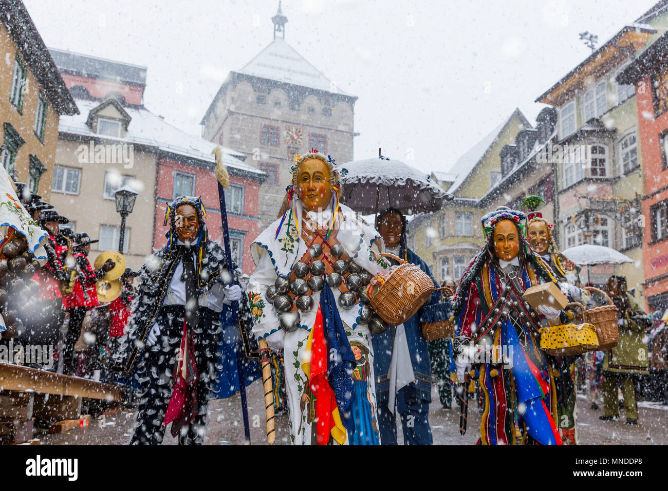 DEU, Deutschland, Rottweil, 12.02.2018: Rottweil, la città vecchia è famosa per il suo centro storico medievale e per il suo carnevale tradizionale, Swabian-Alemannic Foto Stock