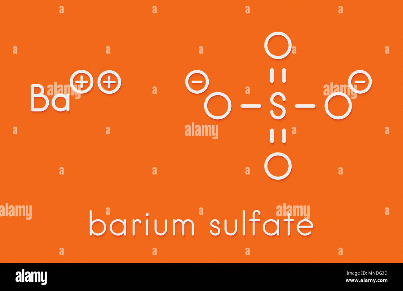 Solfato di bario (BAS4). Utilizzato come pigmento di vernice e radiocontrast agent. Formula di scheletro. Foto Stock