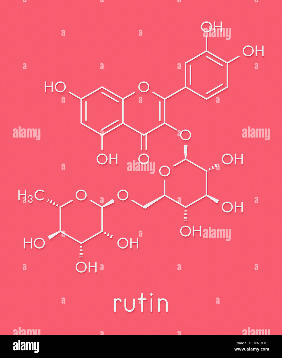 La rutina (il rutoside, sophorin molecola). Il glicoside alle erbe composta  di quercetina e rutinosio. Formula di scheletro Foto stock - Alamy
