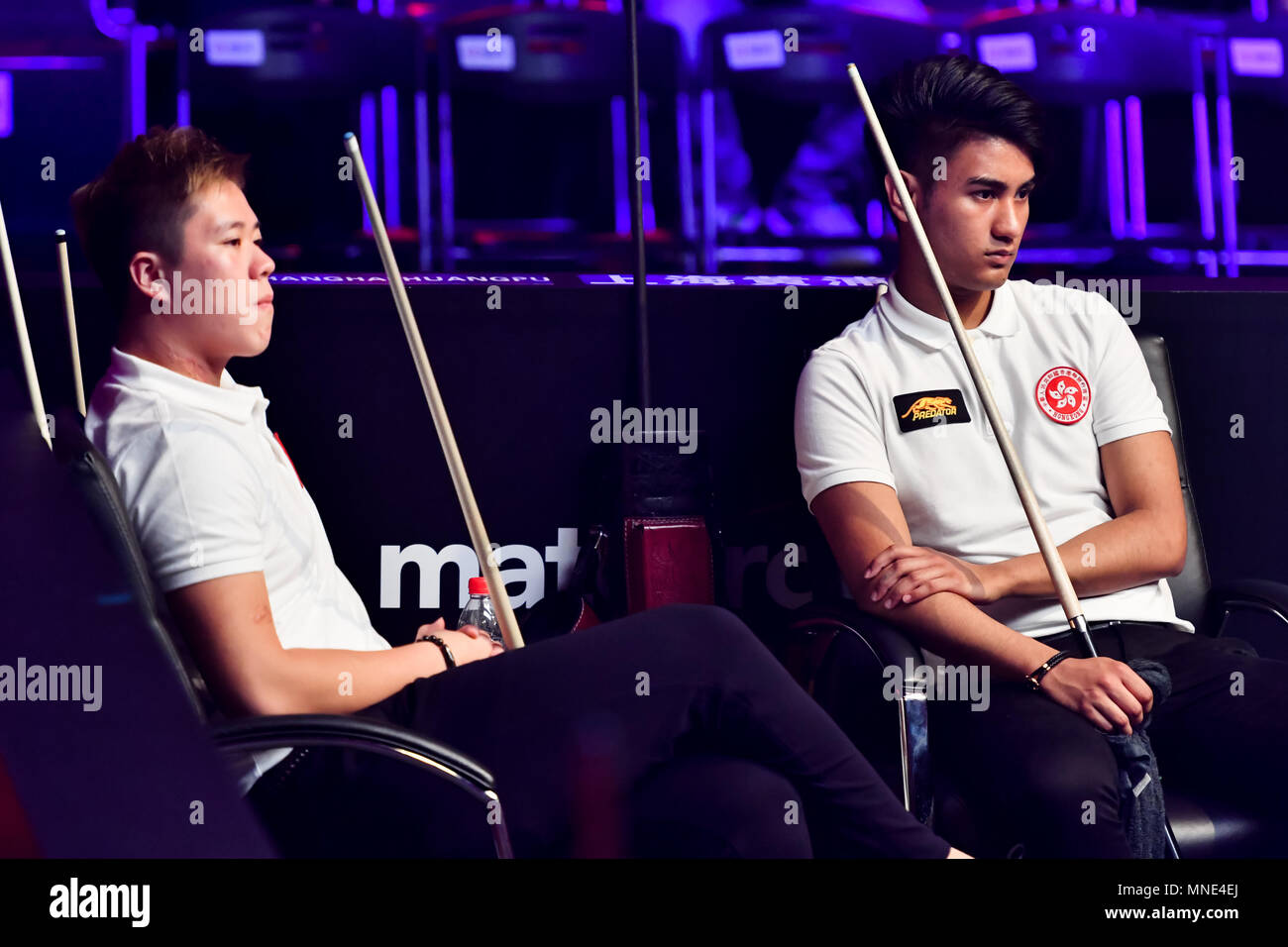 Shanghai, Cina. 16 Maggio, 2018. Hong Kong Lo Ho somma e Robbie James Joaquin Capito durante la Coppa del Mondo di piscina 2018: Round 1 - Hong Kong vs Grecia in corrispondenza Luwan (palestra) Arena Mercoledì, 16 maggio 2018. SHANGHAI, Cina. Credito: Taka G Wu Credito: Taka Wu/Alamy Live News Foto Stock